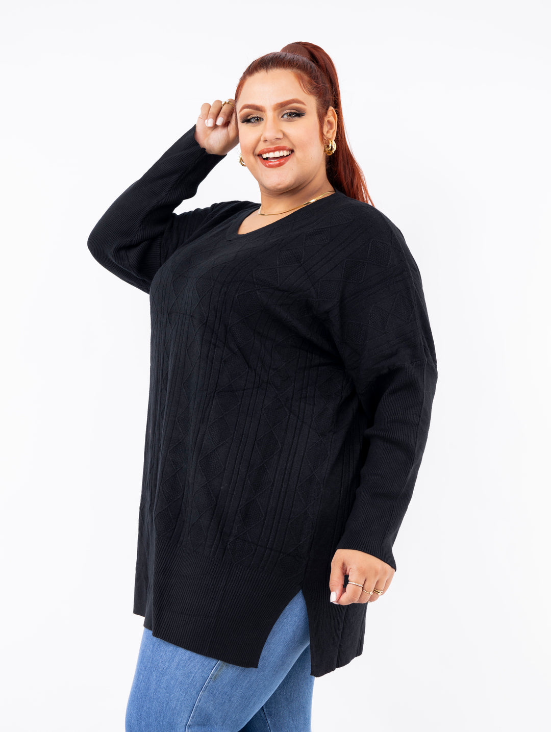 Chompa en V gruesa con Diseño