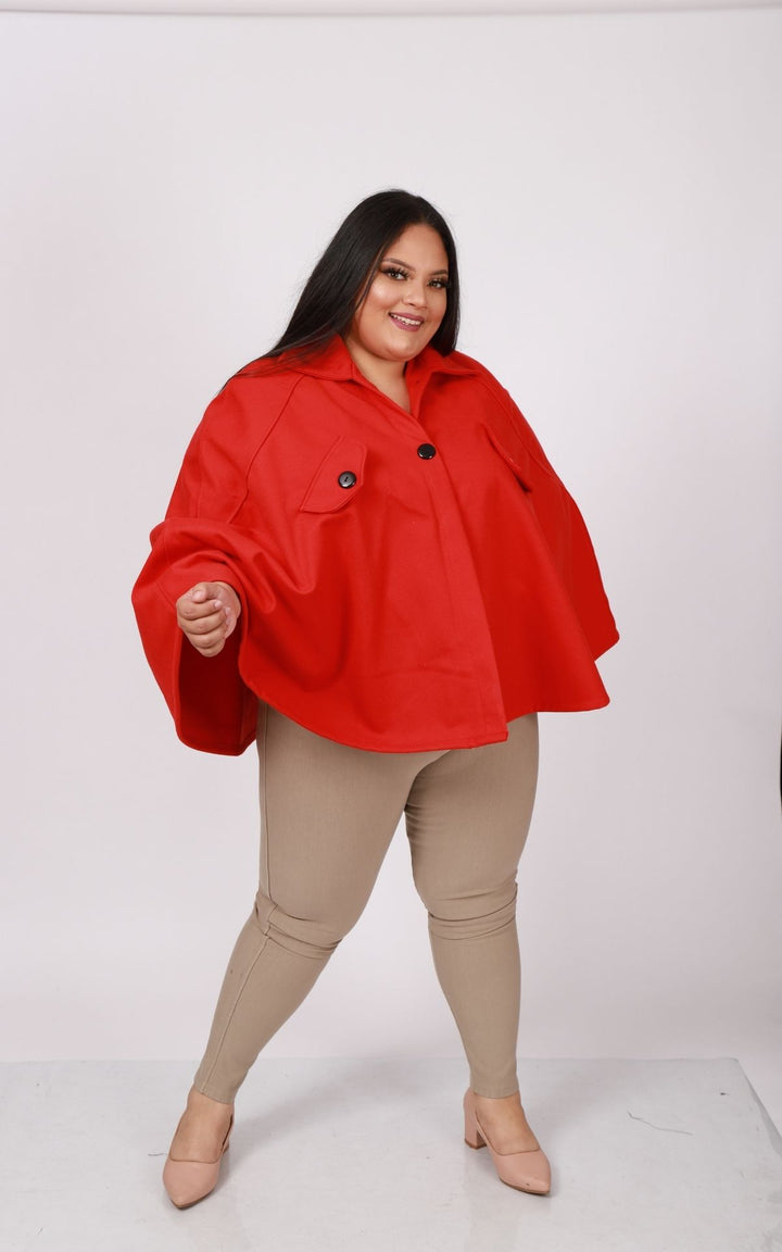 Poncho Paño Botones. Ropa para gorditas